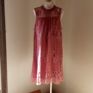 Maurice mauve women's dress XL with lace border Nwt